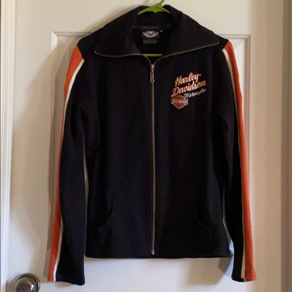 Harley-Davidson Black & Orange Women's Jacket with White Logo - Picture 5 of 8